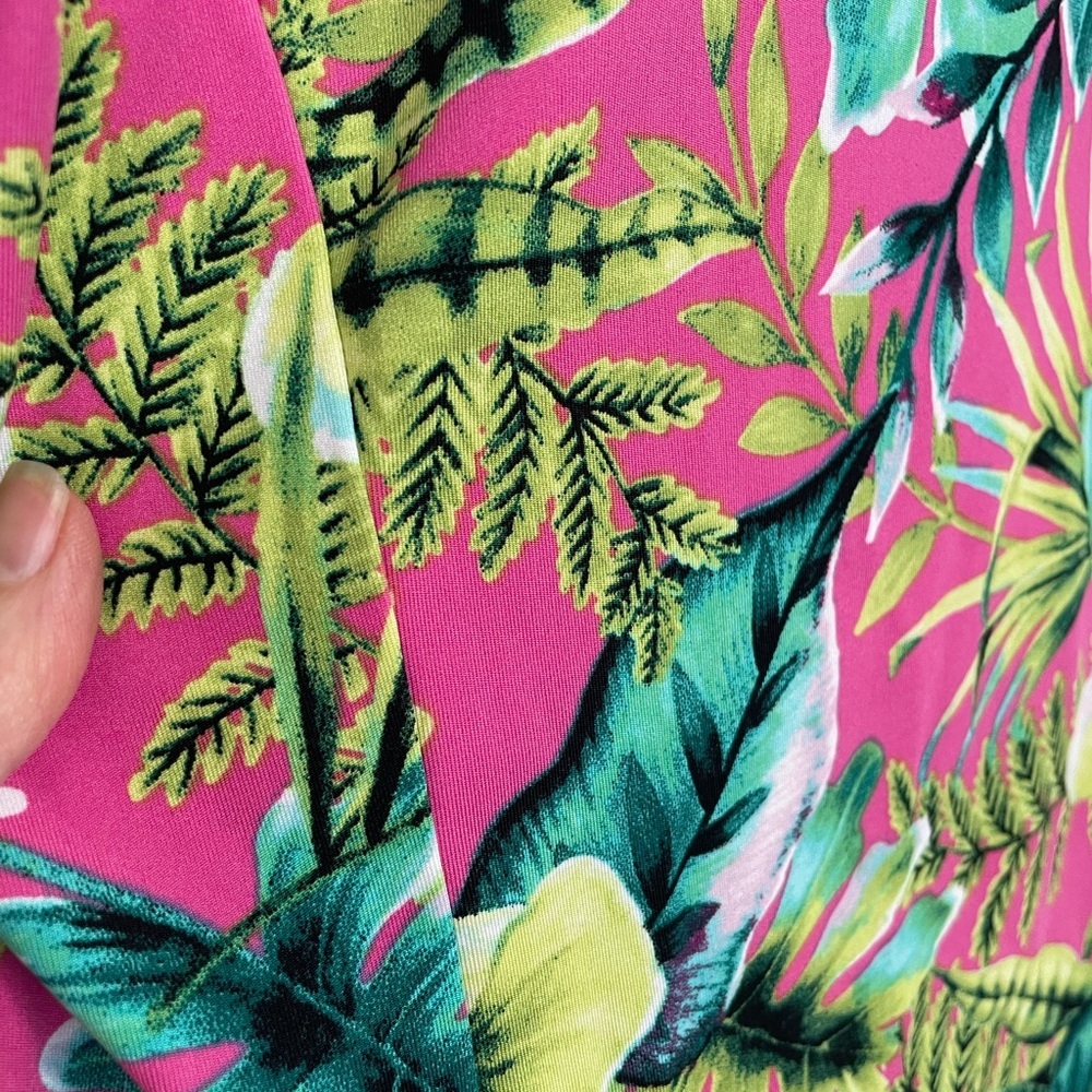 Tommy Bahama Tropical Floral Women's Blouse - Pink and Green - Picture 9 of 12
